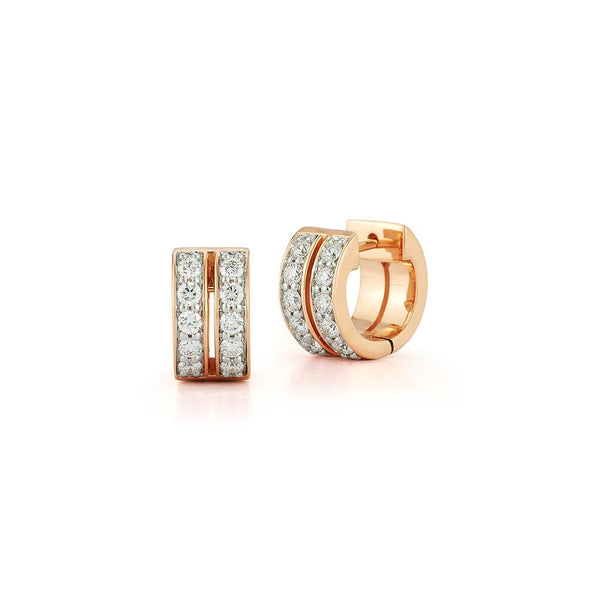 Classic 18K and Diamond Double Row Huggies - 2
